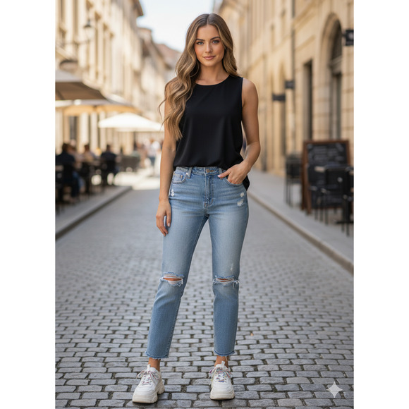 Ophelia Roe Knit Tank Top Womens Medium Black Sleeveless Stretch Casual Shirt, M - Picture 10 of 10